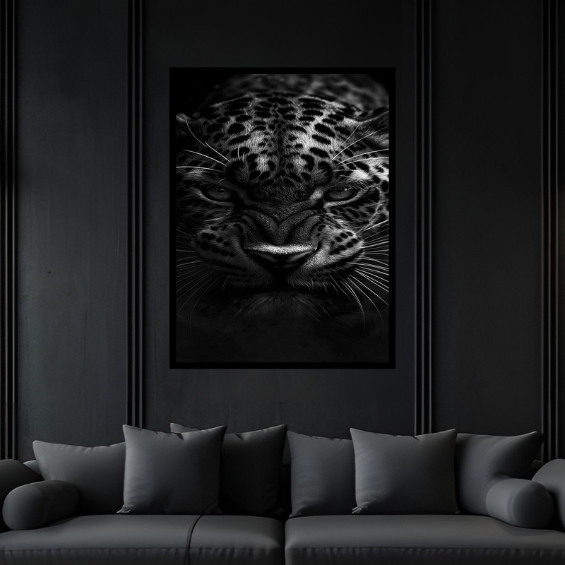 تابلو بکلیت طرح هنری دکوری حیوانات ببر و پلنگ مدل B-bu5980 فریم مشکی