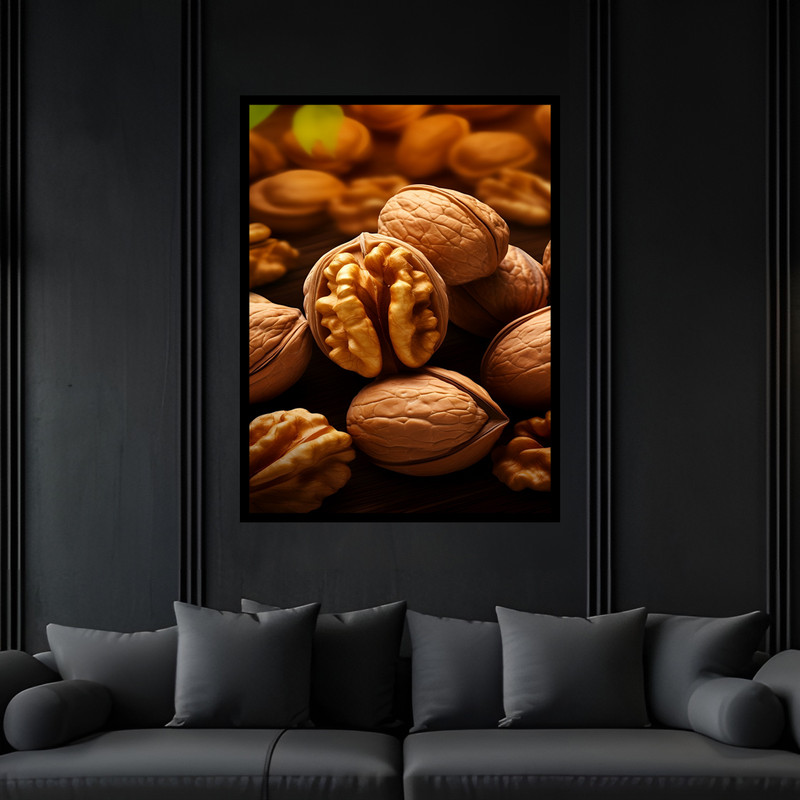 تابلو بکلیت طرح سنتی خشکبار گردو مدل B-bu7426 فریم مشکی