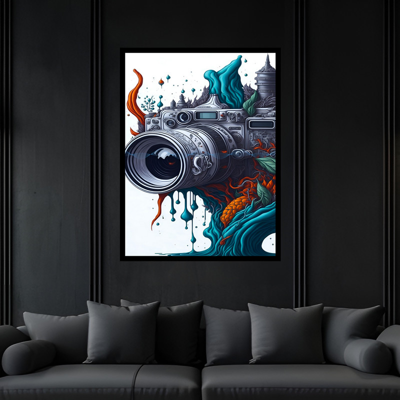 تابلو بکلیت طرح دوربین عکاسی مدل B-bu7128 فریم مشکی