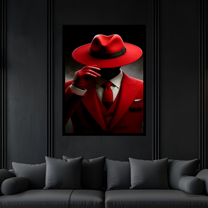 تابلو بکلیت طرح دکوراتیو مدرن کت شلوار و کراوات مدل B-bu7111 فریم مشکی