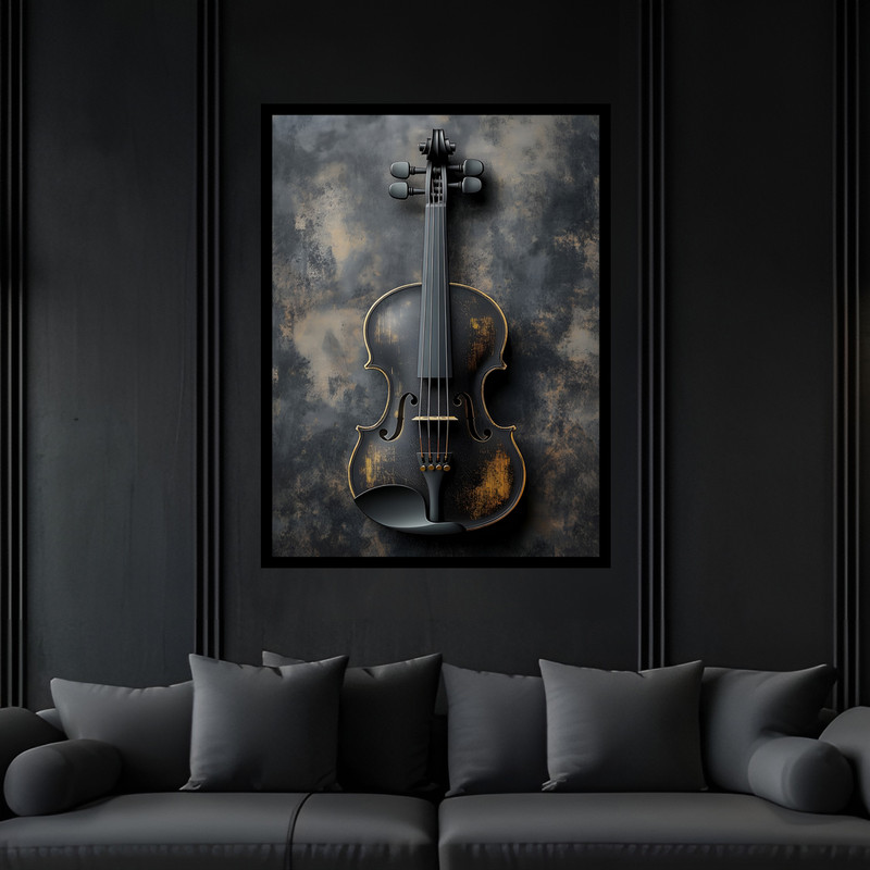 تابلو بکلیت طرح کلاسیک نوستالژی گیتار موسیقی و آهنگ مدل B-bu7022 فریم مشکی