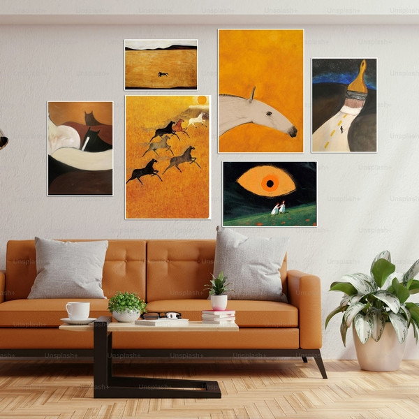 تابلو بکلیت طرح هنری دکوری و فانتزی طبیعت و حیوانات مدل W-bu3823 مجموعه 6 عددی