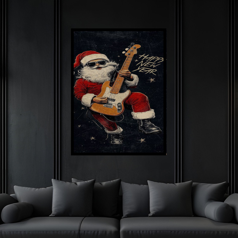 تابلو بکلیت طرح تبریک سال نو شخصیت بابا نوئل مدل B-bu6188 فریم مشکی