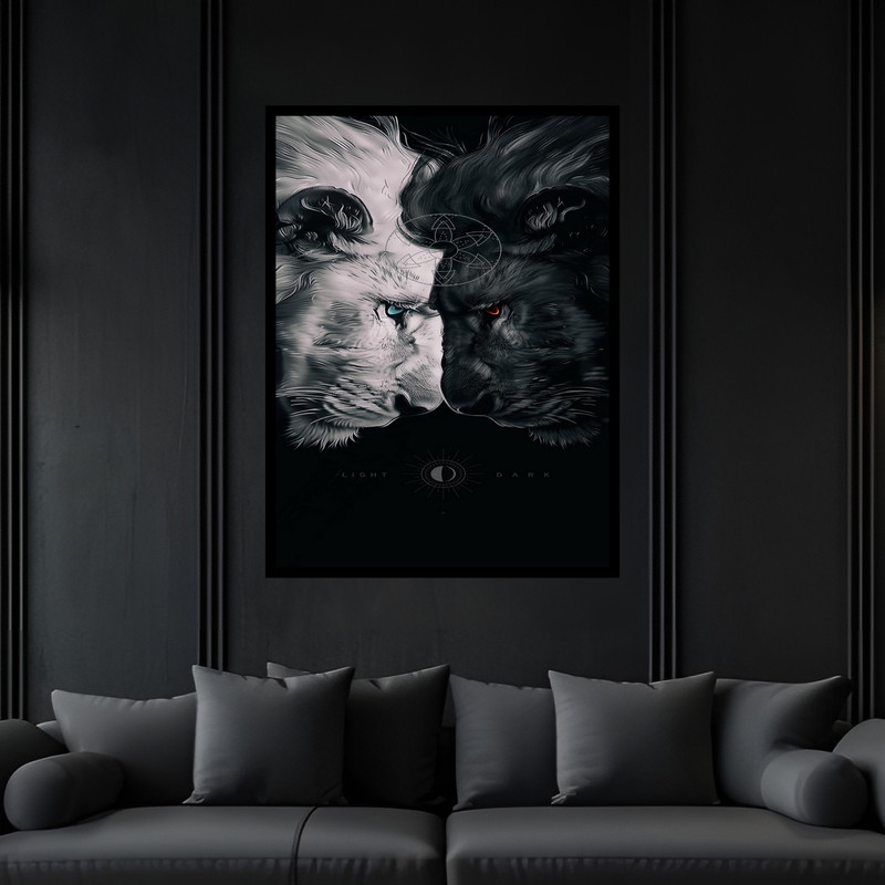 تابلو بکلیت طرح دکوراتیو مدرن خفن حیوانات شیر مدل B-bu6819 فریم مشکی