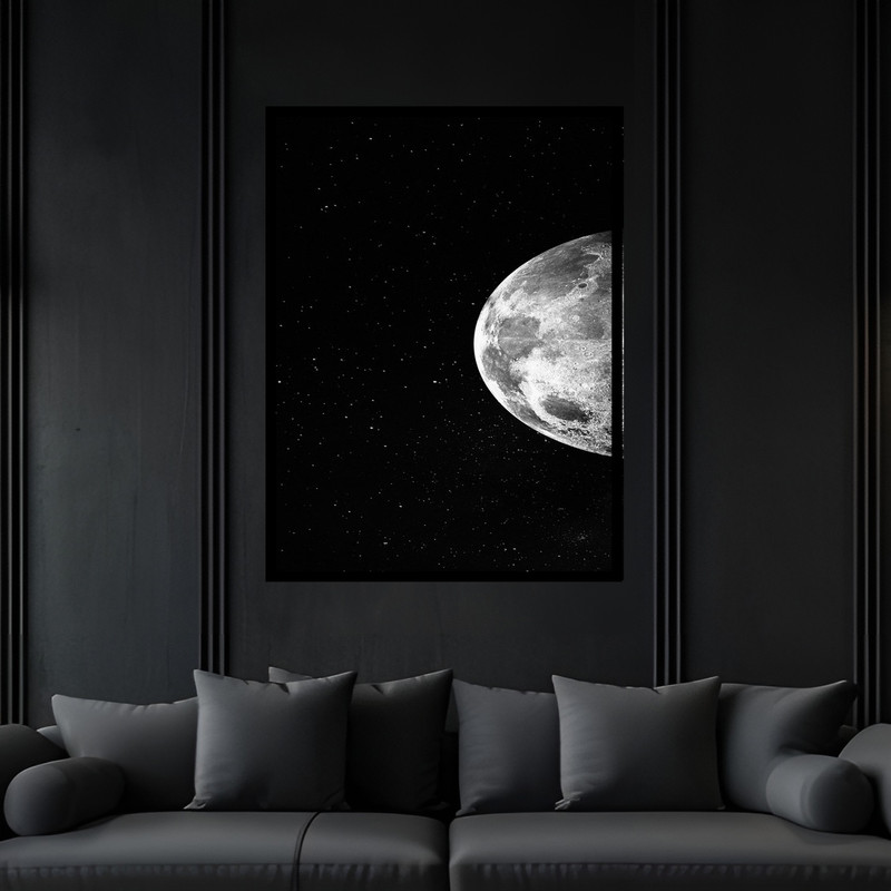 تابلو بکلیت طرح هنری منظره آسمان شب و ماه مدل B-bu6182 فریم مشکی