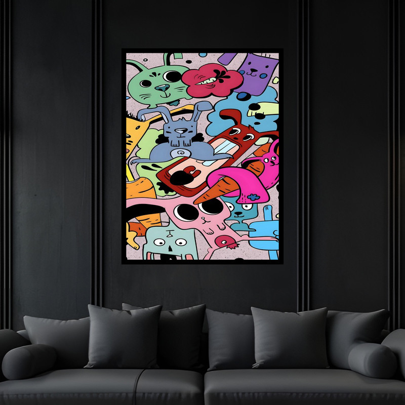 تابلو بکلیت طرح کودک کارتونی انیمیشن مدل B-bu6706 فریم مشکی