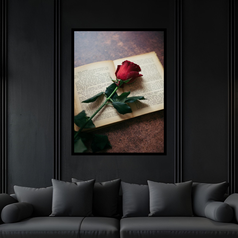 تابلو بکلیت طرح دکوری هنری شاخه گل مدل B-bu5979 فریم مشکی