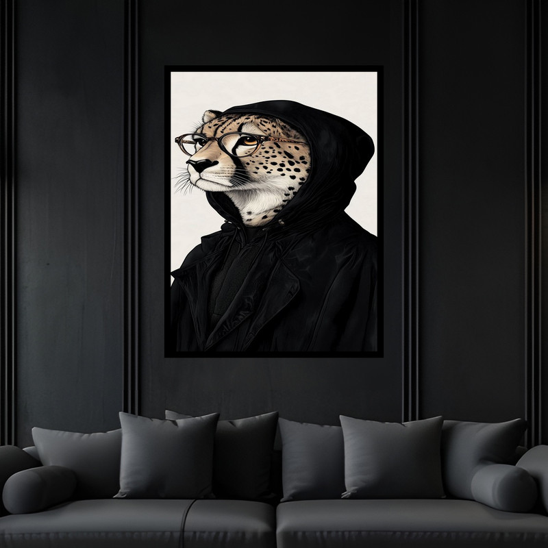 تابلو بکلیت طرح دکوری فانتزی حیوانات یوز پلنگ مدل B-bu6168 فریم مشکی