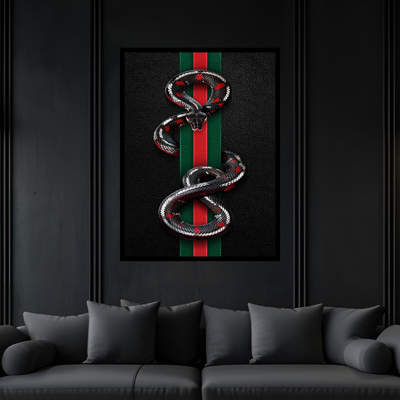 تابلو بکلیت طرح مدرن خفن مار  مدل B-bu6702 فریم مشکی