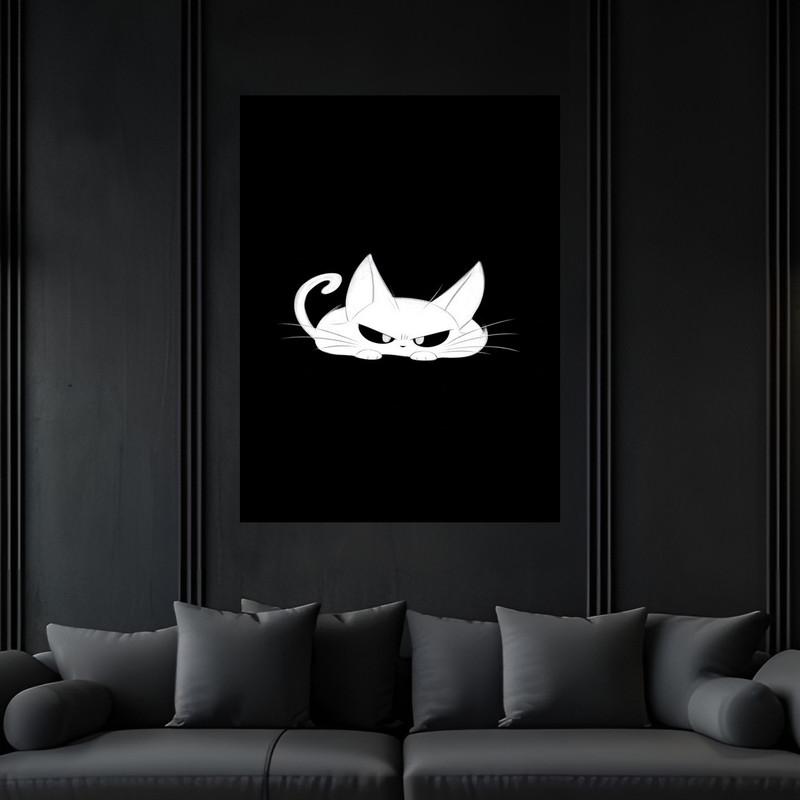 تابلو بکلیت طرح دکوری فانتزی حیوانات مینیمال گربه مدل B-bu6170 فریم مشکی