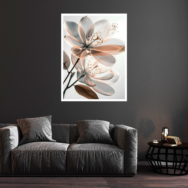 تابلو بکلیت طرح مدرن دکوراتیو هنری گل مدل W-bu5844 فریم سفید