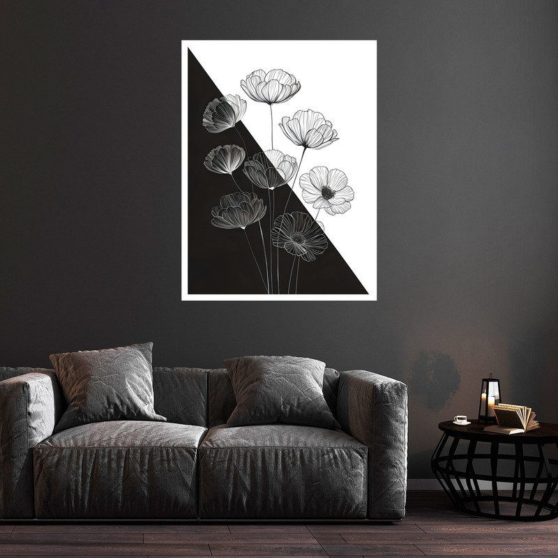 تابلو بکلیت طرح هنری کلاسیک و مدرن گل مدل W-bu5863 فریم سفید