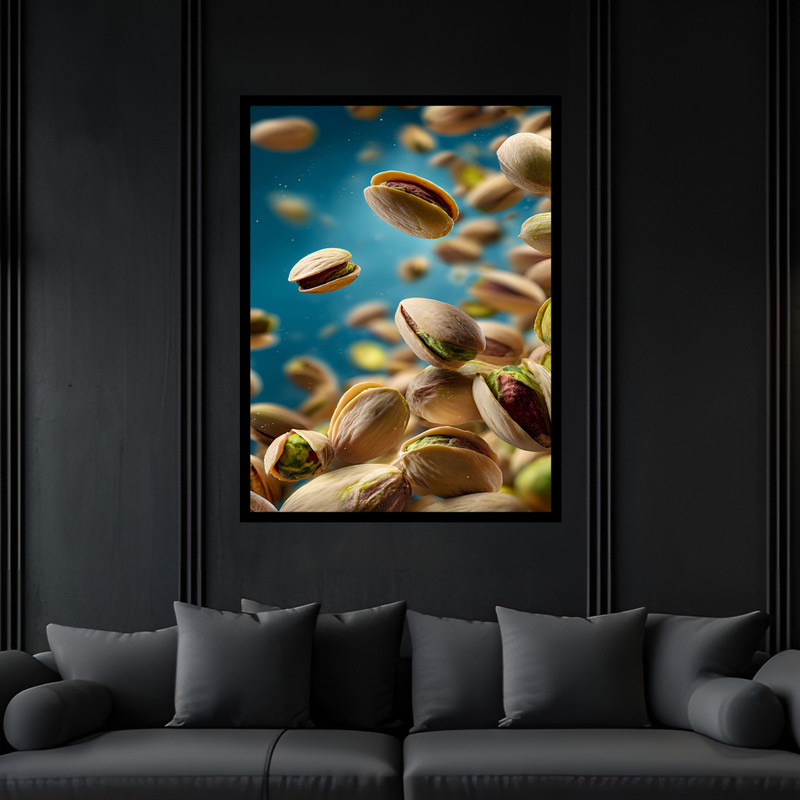 تابلو بکلیت طرح سنتی خشکبار پسته مدل B-bu7162 فریم مشکی