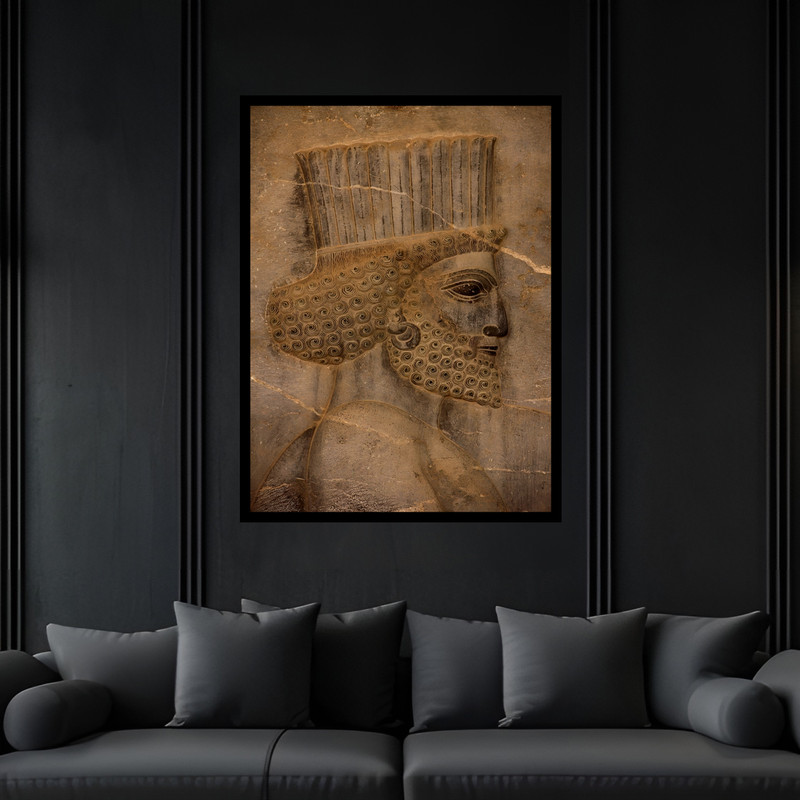 تابلو بکلیت طرح تخت جمشید باستانی تاریخی ایران سرباز هخامنشیان کوروش مدل B-bu7110 فریم مشکی