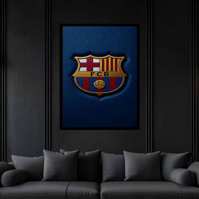 تابلو بکلیت طرح ورزشی باشگاه فوتبال بارسلونا مدل B-bu7123 فریم مشکی