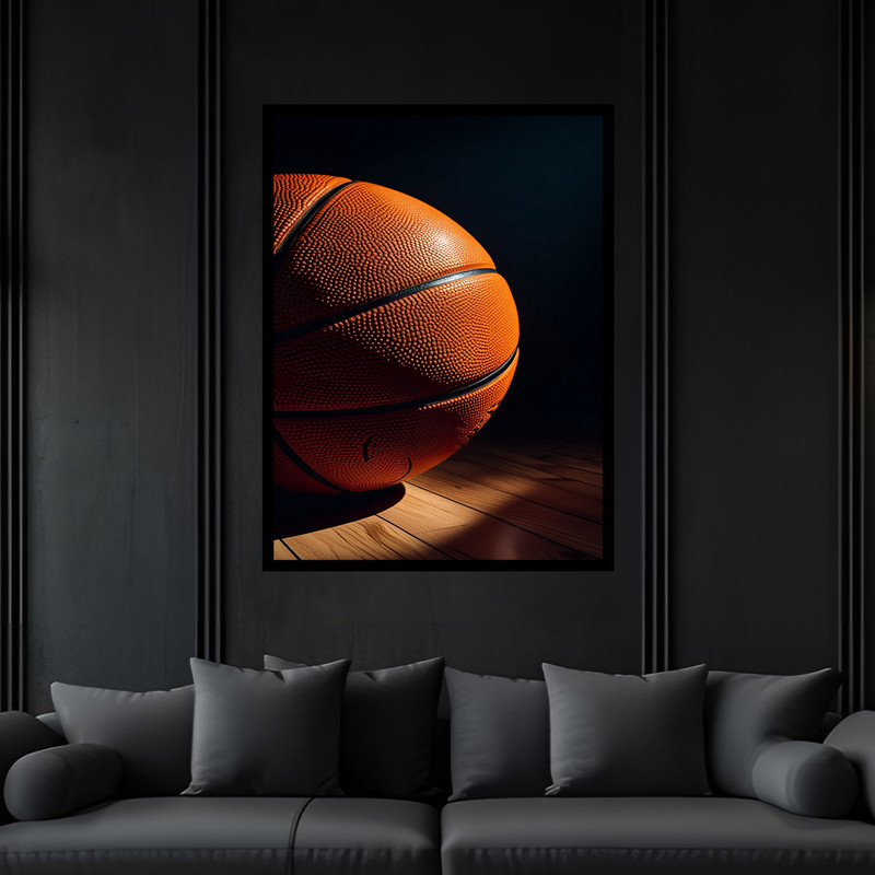 تابلو بکلیت طرح ورزشی توپ بسکتبال مدل B-bu7136 فریم مشکی