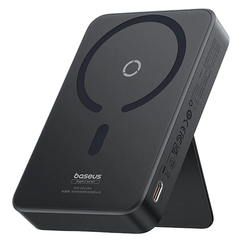 پاوربانک بی‌سیم 20 وات بیسوس مدل MagPro Magnetic Bracket 20w با ظرفیت 5000 میلی آمپر ساعت به همراه کابل USB-C به USB-C