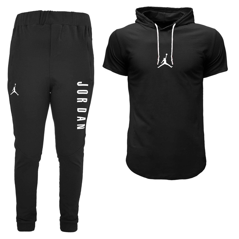 ست تی شرت کلاه دار و شلوار مردانه مدل 00412129