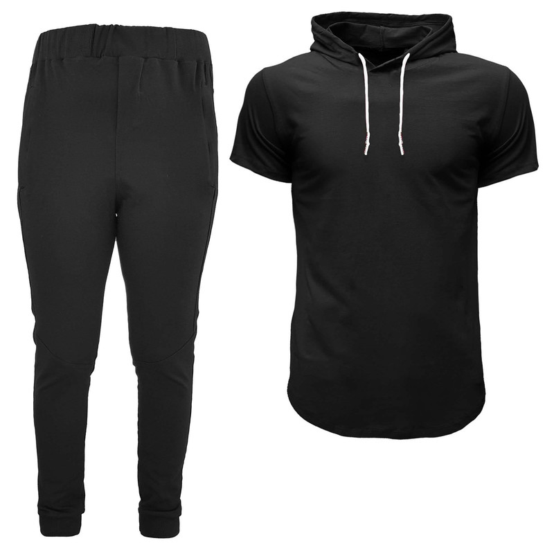 ست تی شرت کلاه دار و شلوار مردانه مدل 00404522