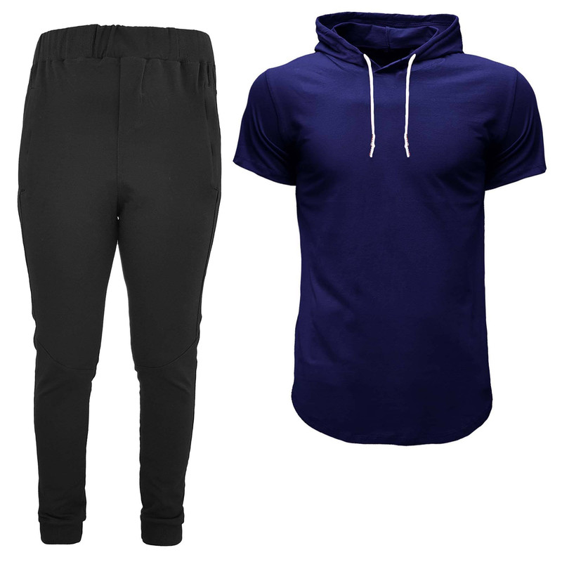 ست تی شرت کلاه دار و شلوار مردانه مدل 00404523