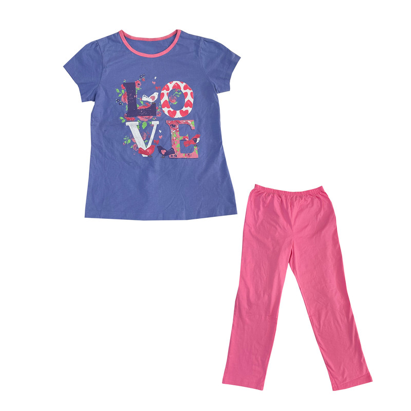 ست تی شرت و شلوار دخترانه مدل لاو