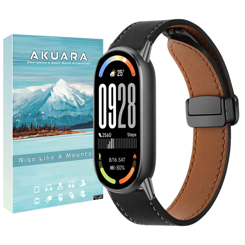 بند آکوآرا مدل Magnetic Leather مناسب برای مچ‌بند هوشمند شیائومی Mi Band 9
