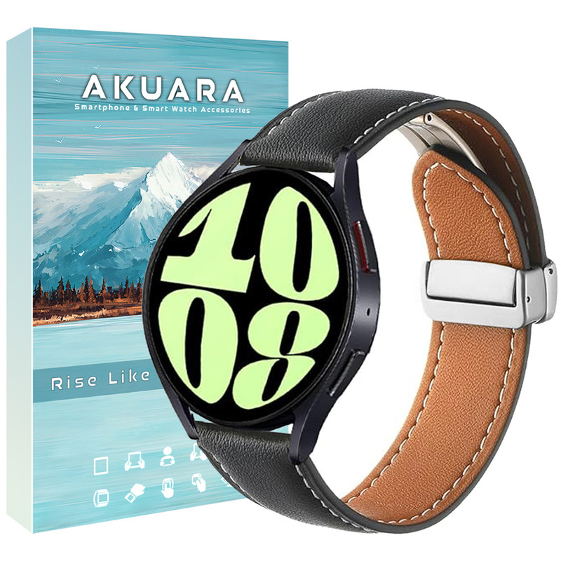  بند آکوآرا مدل Leathery Magnet مناسب برای ساعت هوشمند سامسونگ Galaxy Watch 4 / Watch 4 Classic / Watch 5 / Watch 5 Pro / Watch 6 / Watch 6 Classic