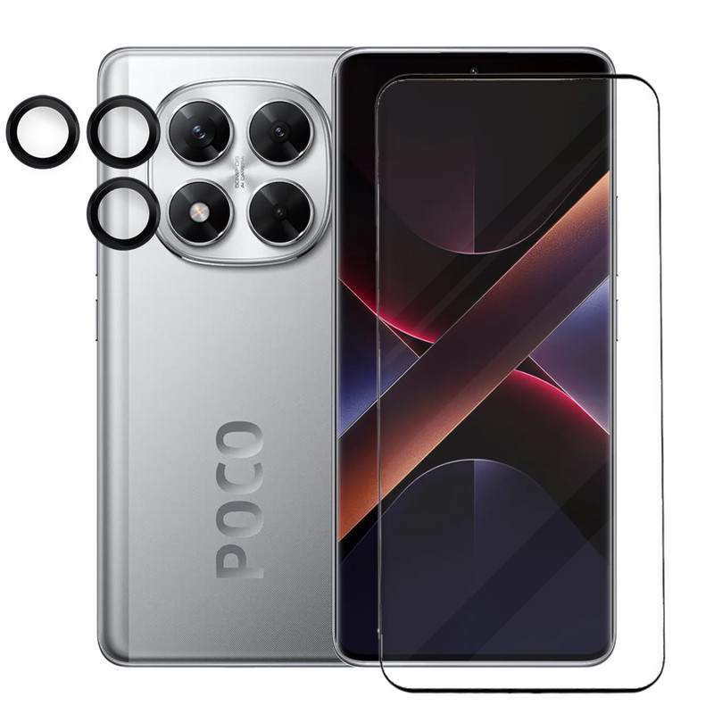 محافظ صفحه نمایش آکوآرا مدل BKRNGGLS مناسب برای گوشی موبایل شیائومی Poco X7 به همراه محافظ لنز