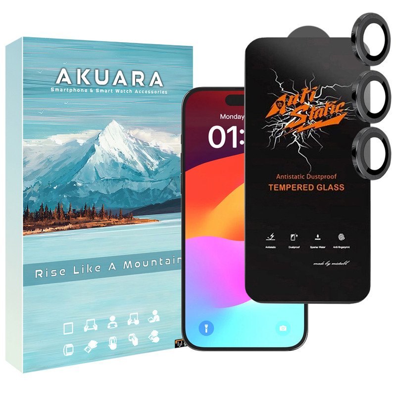 محافظ صفحه نمایش آکوآرا مدل AKU ASRN مناسب برای گوشی موبایل اپل iPhone 11 Pro به همراه محافظ لنز دوربین