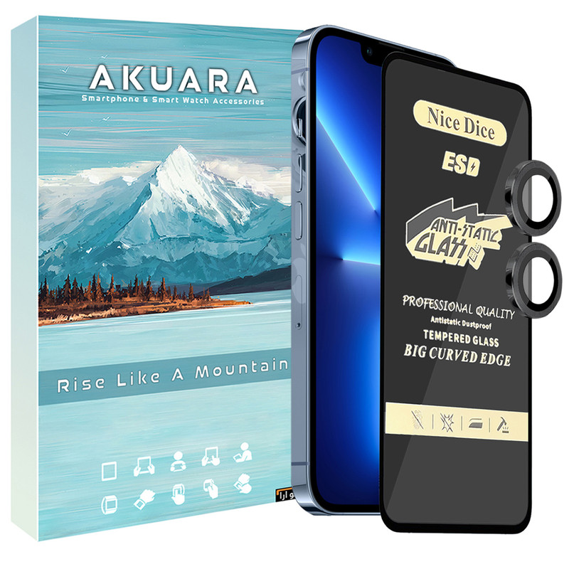 محافظ صفحه نمایش آکوآرا مدل AKU NASRN مناسب برای گوشی موبایل اپل iPhone 12 به همراه محافظ لنز دوربین