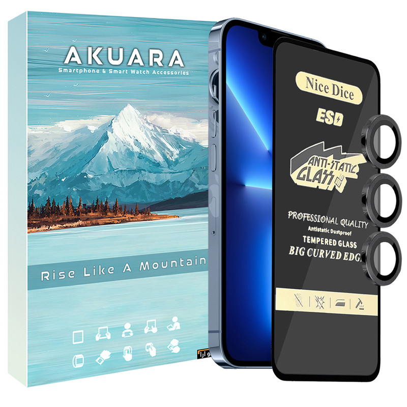 محافظ صفحه نمایش آکوآرا مدل AKU NASRN مناسب برای گوشی موبایل اپل iPhone 14 Pro به همراه محافظ لنز دوربین
