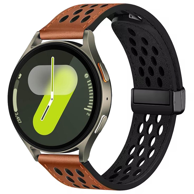 بند آکوآرا مدل Hole-Learther-MAG مناسب برای ساعت هوشمند سامسونگ Galaxy Watch 4 40mm / Watch 4 44mm / Watch 5 Pro 45mm / Watch 6 40mm