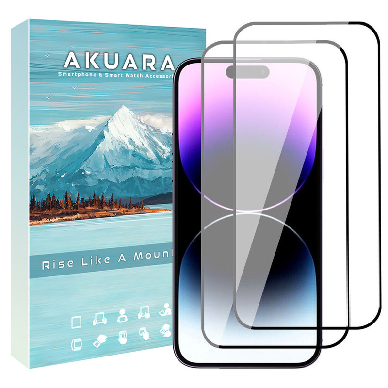محافظ صفحه نمایش آکوآرا مدل Full AKU مناسب برای گوشی موبایل اپل iPhone 15 Pro مجموعه دو عددی