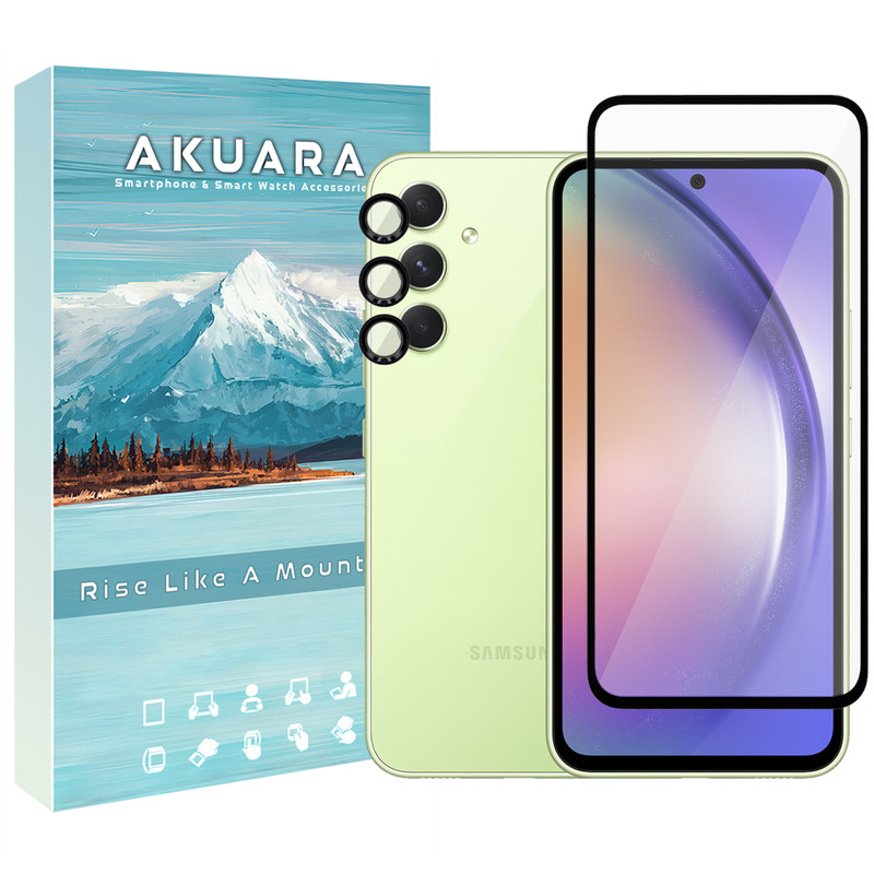 محافظ صفحه نمایش آکوآرا مدل Full-ring مناسب برای گوشی موبایل سامسونگ Galaxy S23 Fe 5G به همراه محافظ لنز دوربین