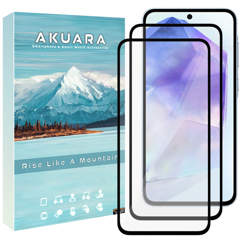 محافظ صفحه نمایش آکوآرا مدل Full AKU مناسب برای گوشی موبایل سامسونگ Galaxy A71 / A72 / A73 / A80 / A81 / A90 / A91 / M55 / M55s / C55 / F55 مجموعه دو عددی