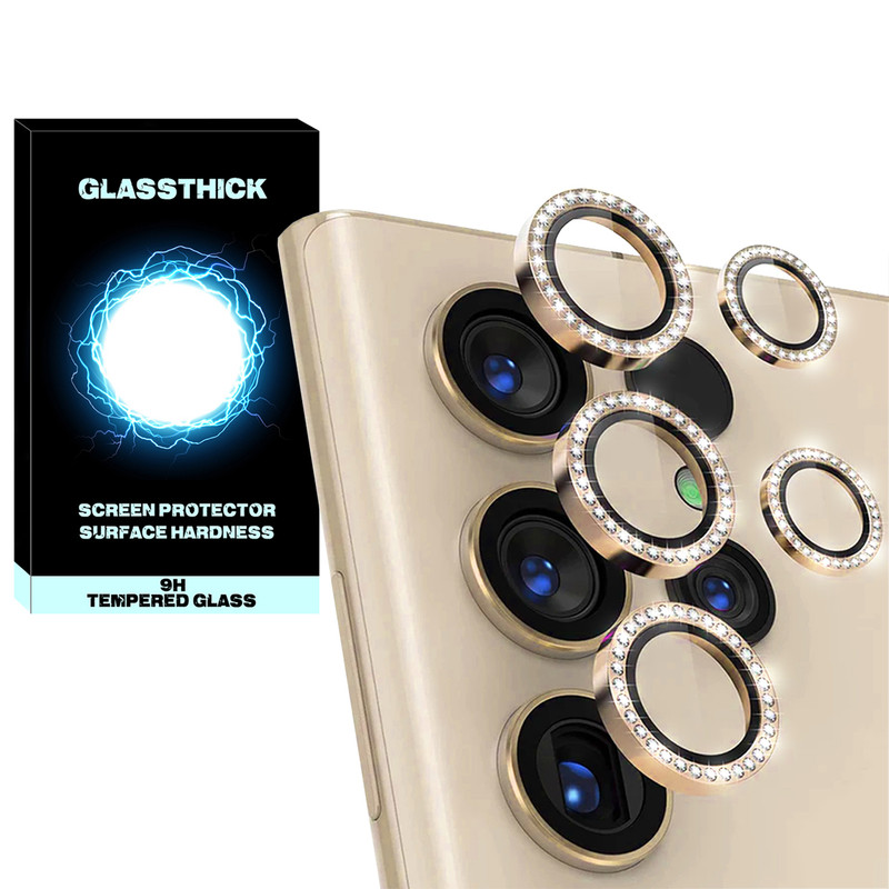 محافظ لنز دوربین گلستیک مدل Diamond style Ring مناسب برای گوشی موبایل سامسونگ Galaxy S23 Ultra