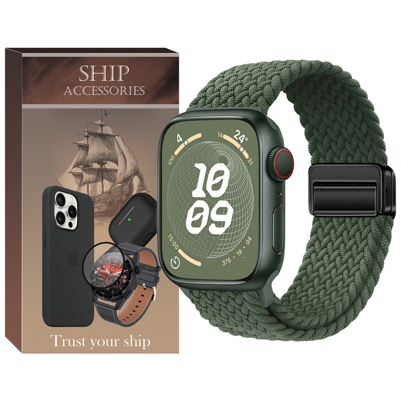 بند شیپ مدل Magnetic Braided Solo SH مناسب برای اپل واچ سری Se/1/2/3/4/5/6/7/8/9/Ultra/Ultra2 سایز 42/44/45/49mm
