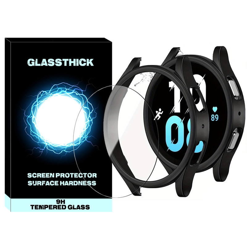 کاور گلستیک مدل PC-Bumper-GL مناسب برای ساعت هوشمند سامسونگ Galaxy Watch 5 44mm به همراه محافظ صفحه نمایش