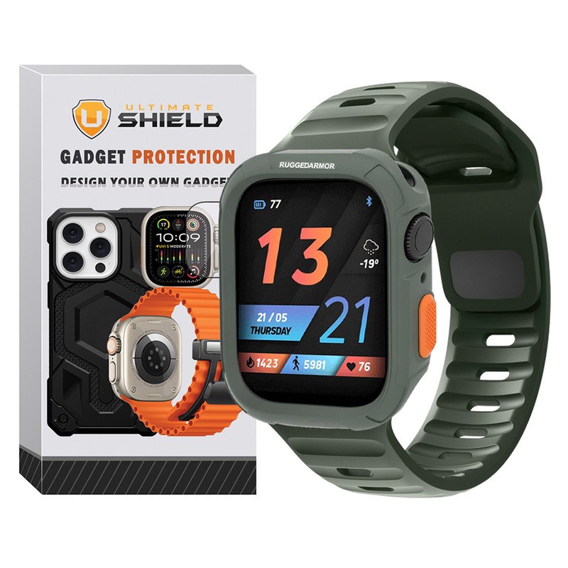 بند آلتیمیت شیلد مدل SPG Rugged مناسب برای اپل واچ Series 7 45mm / Series 8 45mm / Series 9 45mm به همراه کاور