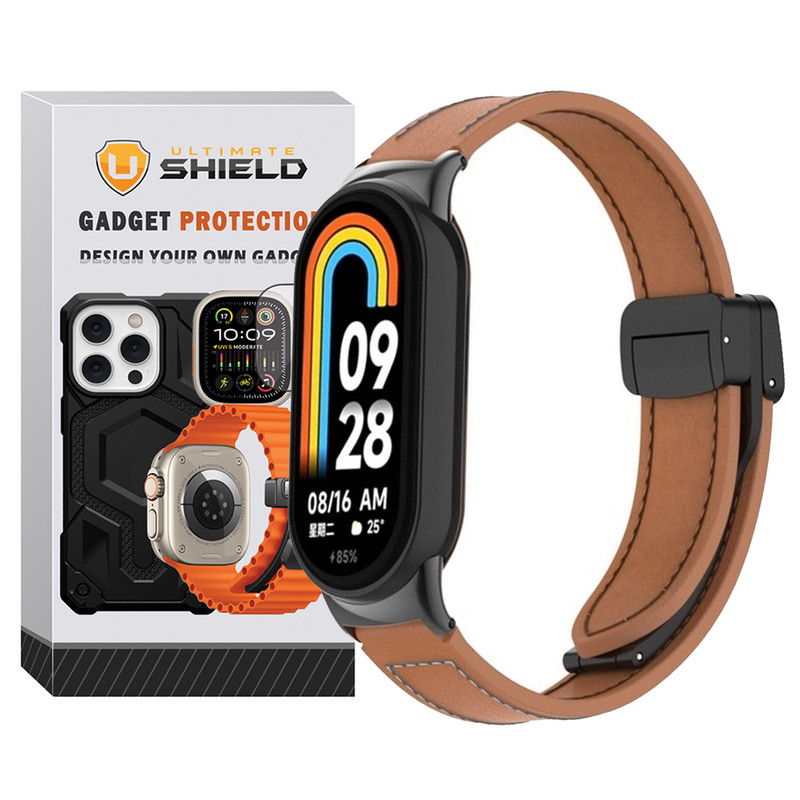 بند آلتیمیت شیلد مدل Leather MGN مناسب برای ساعت هوشمند شیائومی Mi Band 8 12mm / Mi Band 9 12mm / Mi Band 10 12mm