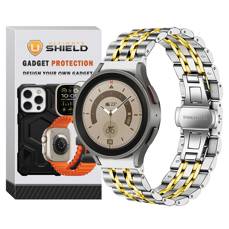 بند آلتیمیت شیلد مدل 7Row SLV 2C BTN مناسب برای ساعت هوشمند سامسونگ Galaxy Watch FE 40mm