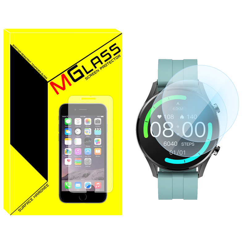 محافظ صفحه نمایش شیشه‌ای ام‌گلس مدل Glass-MG مناسب برای ساعت هوشمند ایمیلب W12 بسته دو عددی
