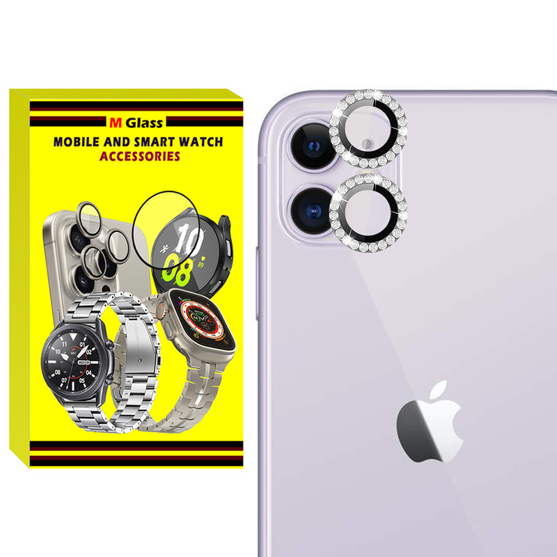 محافظ لنز دوربین فلزی ام‌گلس مدل RNG Diamond MG مناسب برای گوشی موبایل اپل iPhone 11