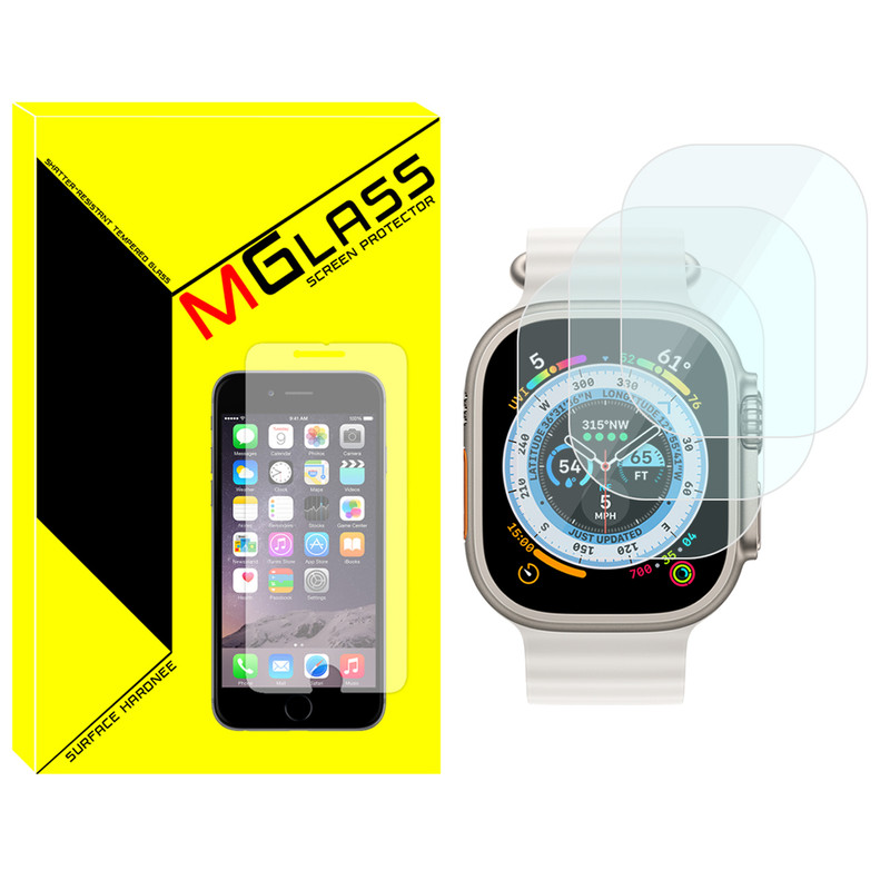 محافظ صفحه نمایش شیشه‌ای ام‌گلس مدل Glass-MG مناسب برای ساعت هوشمند ویرفیت BW8 Ultra بسته سه عددی