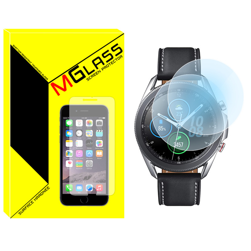 محافظ صفحه نمایش شیشه‌ای ام‌گلس مدل Glass-MG مناسب برای ساعت هوشمند سامسونگ Galaxy Watch 3 41mm بسته دو عددی