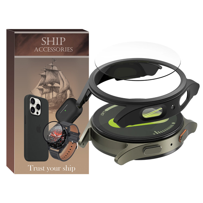 کاور شیپ مدل PC Bumper SH مناسب برای ساعت هوشمند سامسونگ Galaxy Watch 7 44mm به همراه محافظ صفحه نمایش