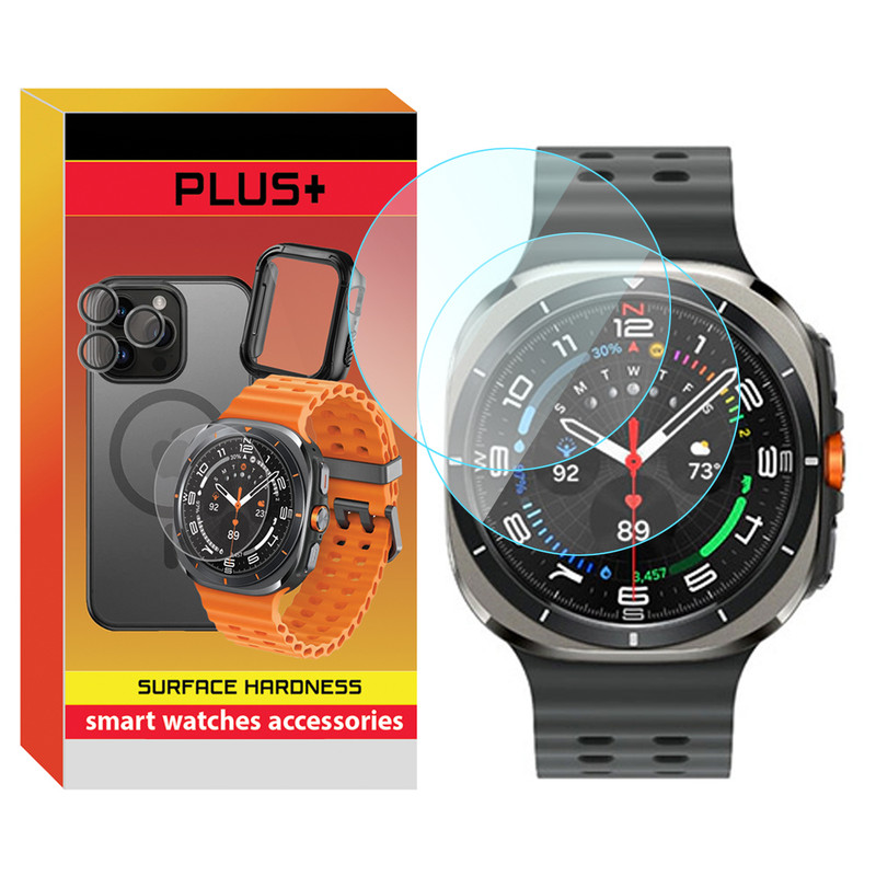 محافظ صفحه نمایش شیشه‌ای پلاس مدل Glass-PL مناسب برای ساعت هوشمند سامسونگ Galaxy Watch 7 Ultra 47mm بسته دو عددی