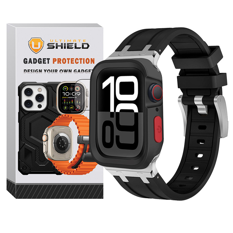بند آلتیمیت شیلد مدل Stylish Defender مناسب برای اپل واچ 45 میلی متری سری 8/9 به همراه کاور