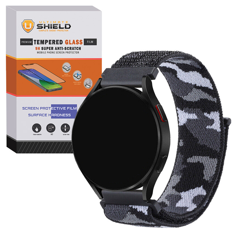 بند آلتیمیت شیلد مدل Nylon-Army-UL مناسب برای ساعت هوشمند سامسونگ Galaxy watch 4 40mm / watch 4 44mm / watch 4 Classic 42mm / watch 4 classic 46mm