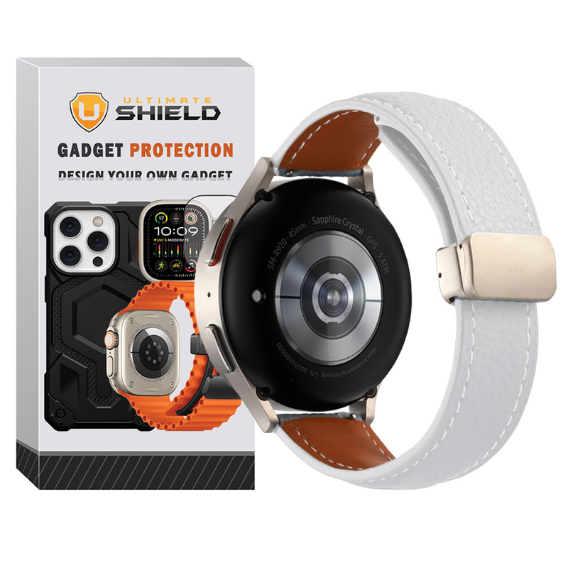 بند آلتیمیت شیلد مدل MAG Leather UL مناسب برای ساعت هوشمند سامسونگ Galaxy watch FE 40mm / 7 40mm / 7 44mm